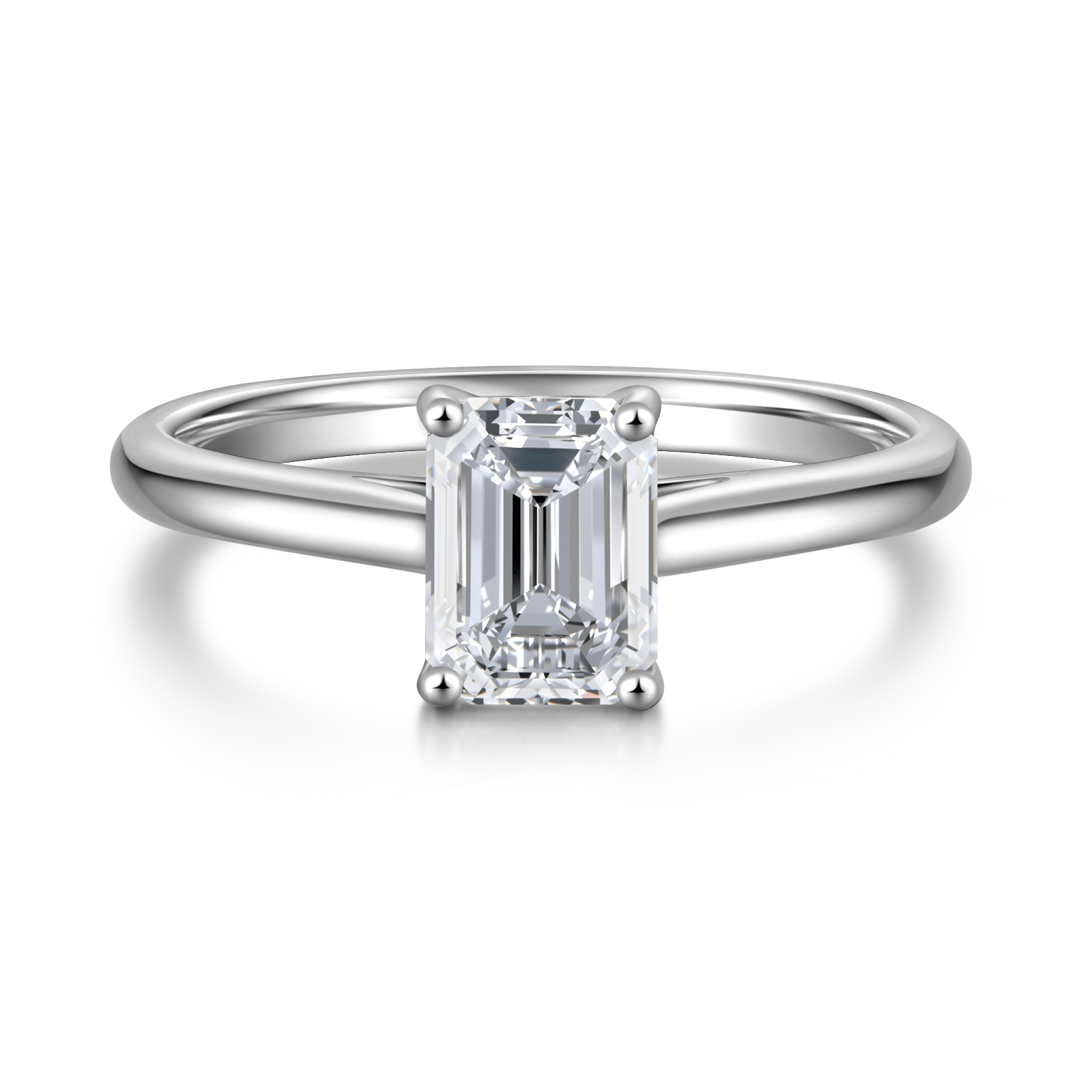 Emerald Cut 14k/18k/Platinum Plain Band French-Set Halo Engagement Ring