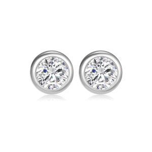 Round Lab-Grown Diamond Bezel Set Solitaire Stud Earrings